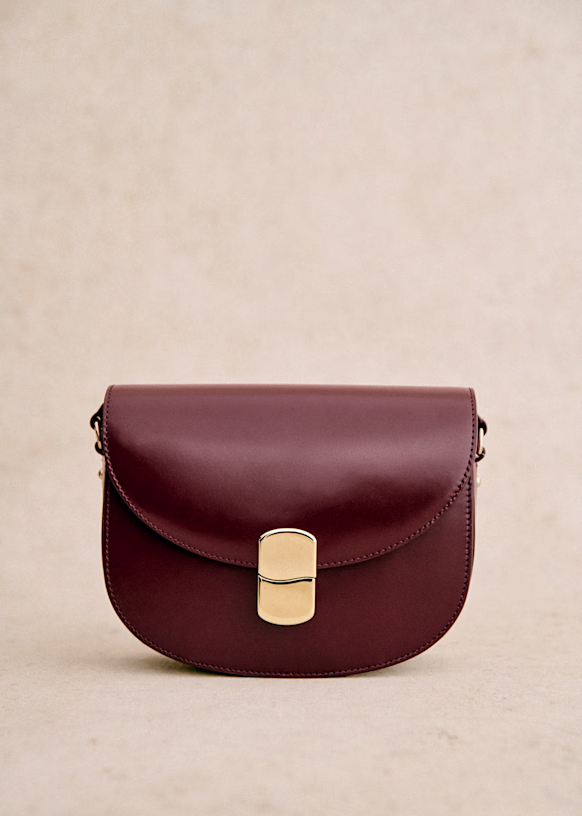 Sézane Claude Bag in structured brown leather