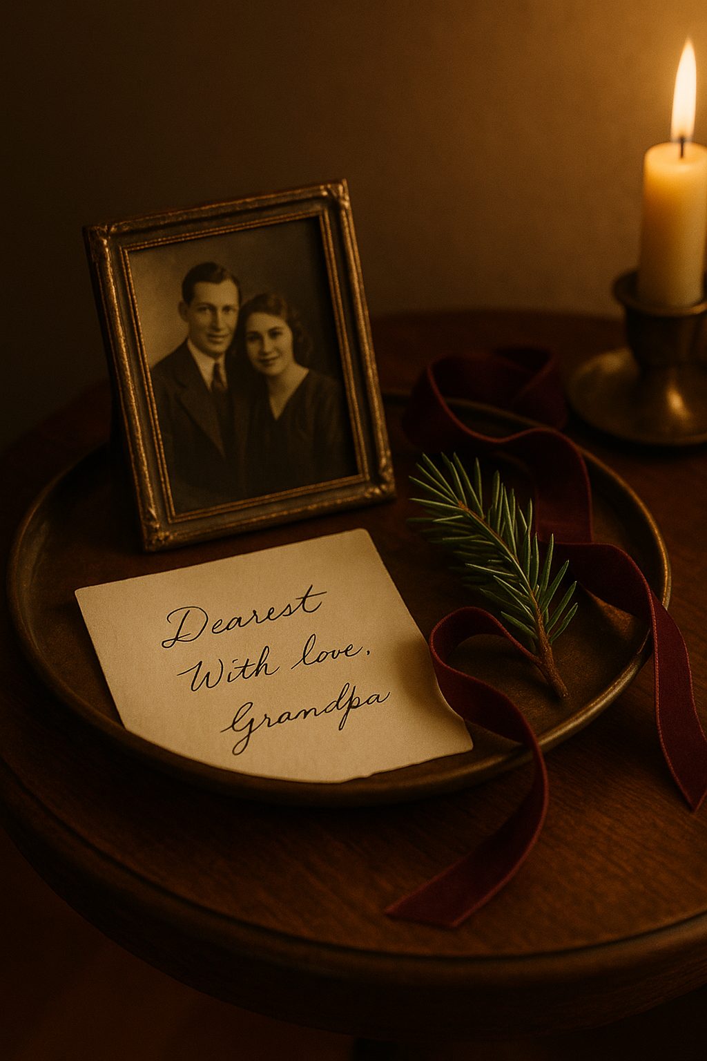 Candlelit corner with tea, greenery, and soft textures reflecting Quiet Luxury Holiday Decor Ideas.