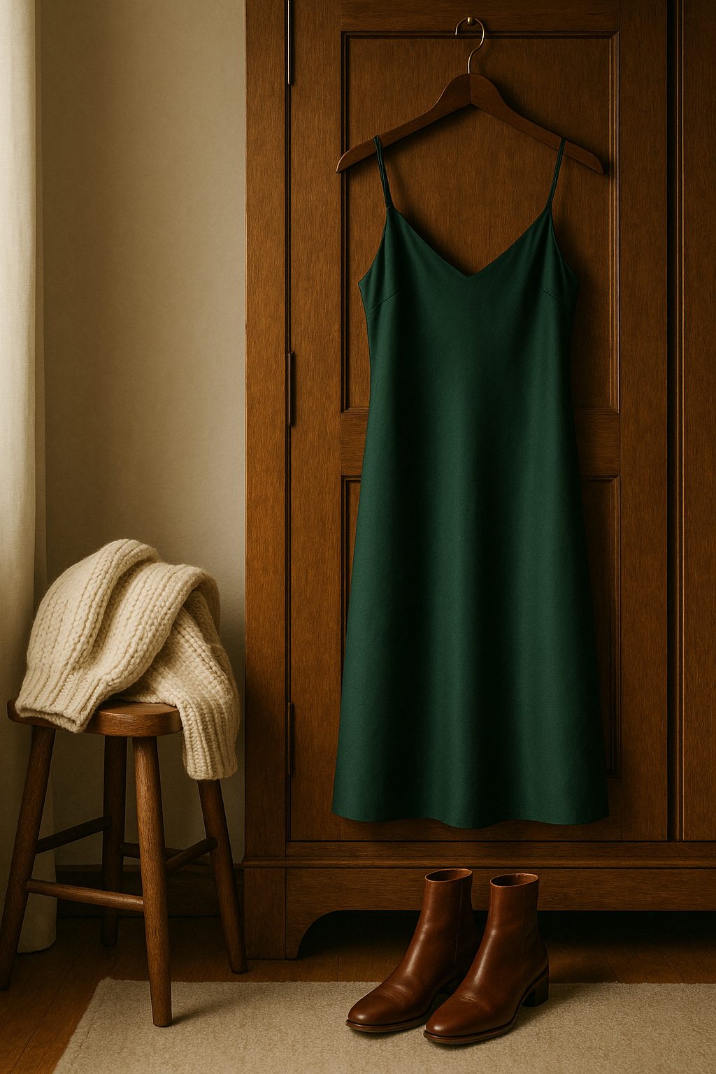 Soft navy and green dresses showing What to Wear When Meeting His Family for an easy, elegant look.