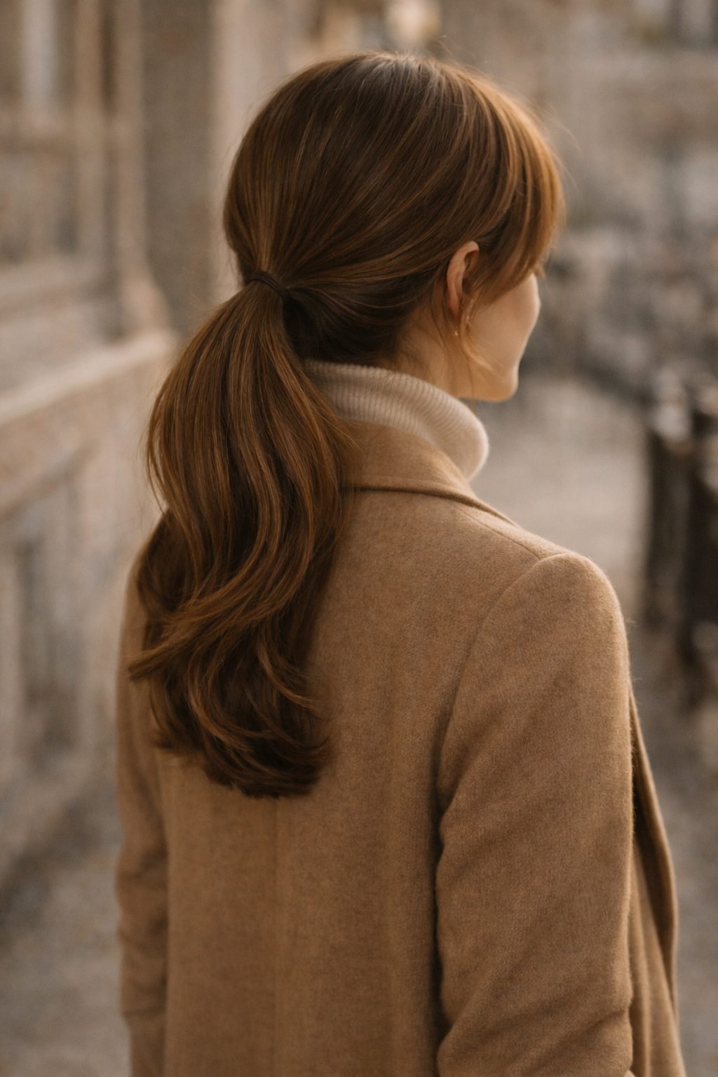 Low polished ponytail with a relaxed finish, balancing practicality and elegance in 2026 hair trends