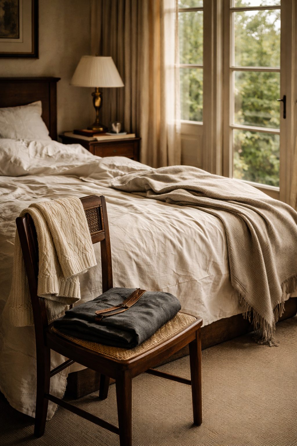 Lived-in bedroom scene with soft daylight, grounding the 2026 vision board in everyday life, not fantasy