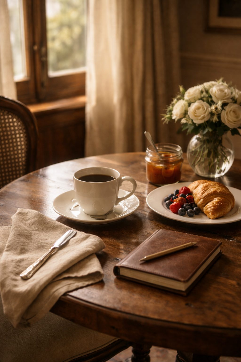 Quiet breakfast table in morning light, symbolizing steady standards rather than goals on a 2026 vision board
