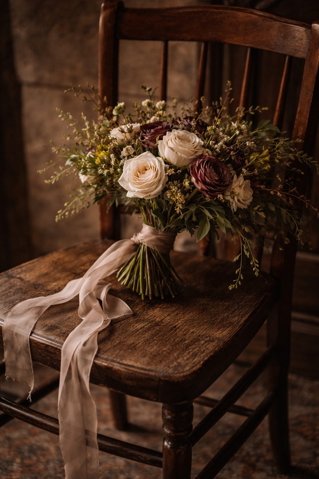 Loose garden florals with greenery and soft movement, a natural approach to 2026 wedding trends