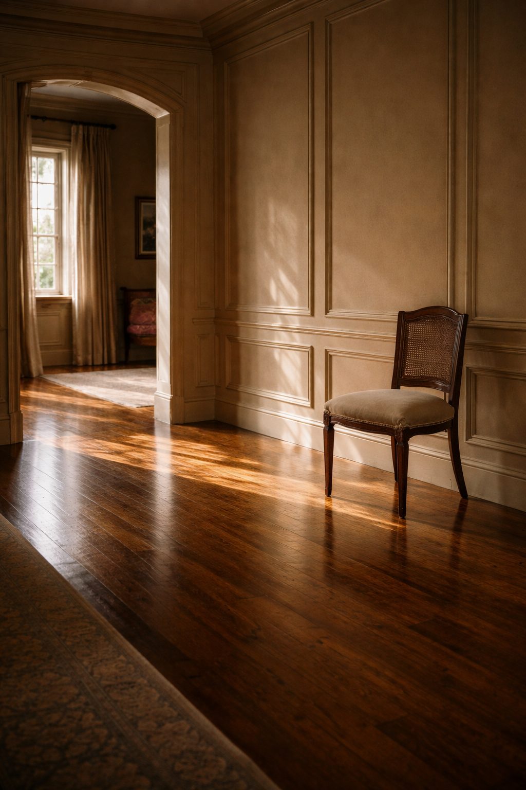 Declutter to create breathing space in an old home with sunlight, hardwood floors, and intentional emptiness.