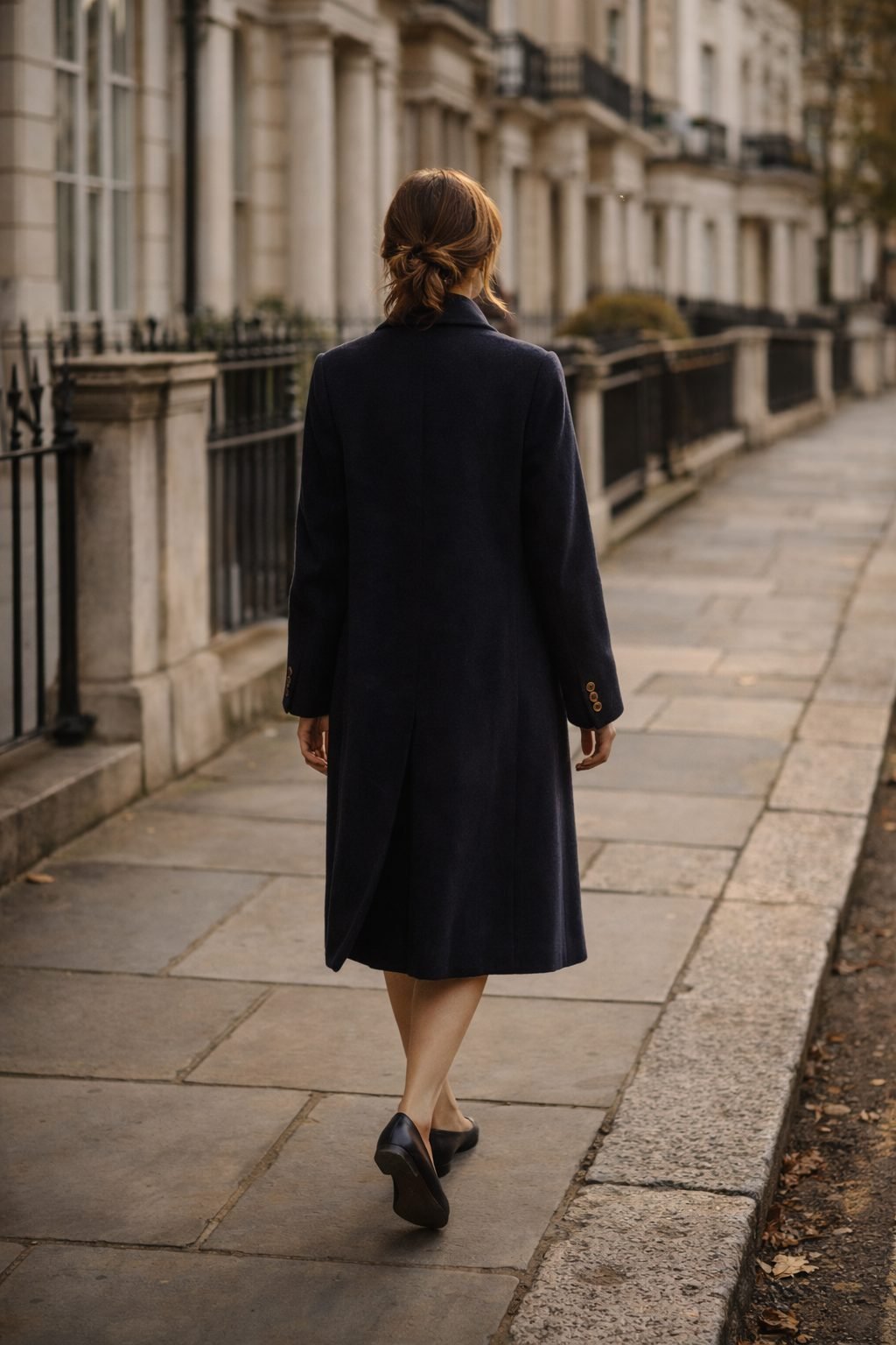 The Day I Realized I Didn’t Need New Clothes to Feel Elegant captured by a woman walking calmly, timeless confidence