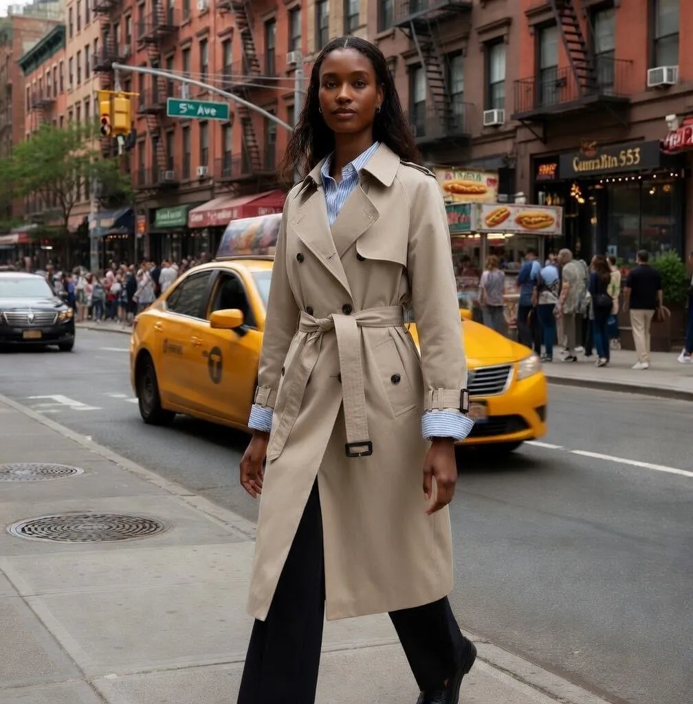 The Classic Trench Coat With a Striped Button-Down