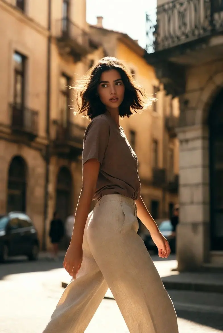 beige linen pants
