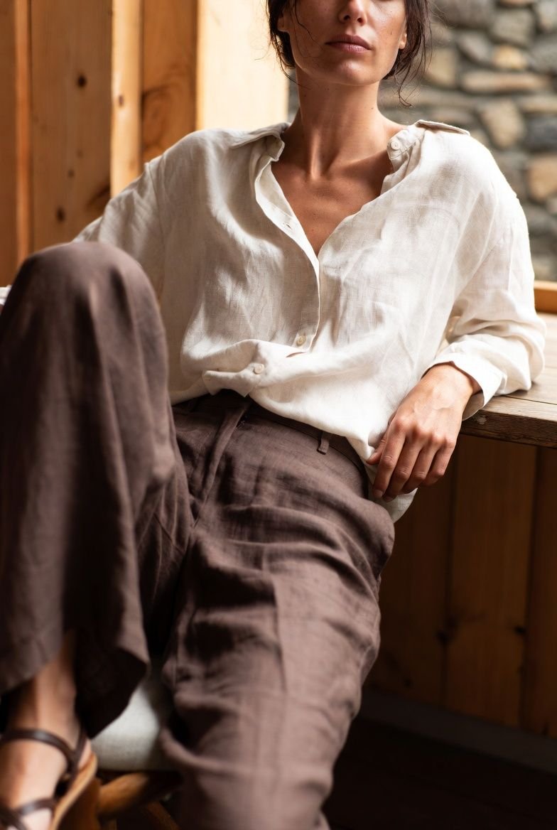 brown linen pants