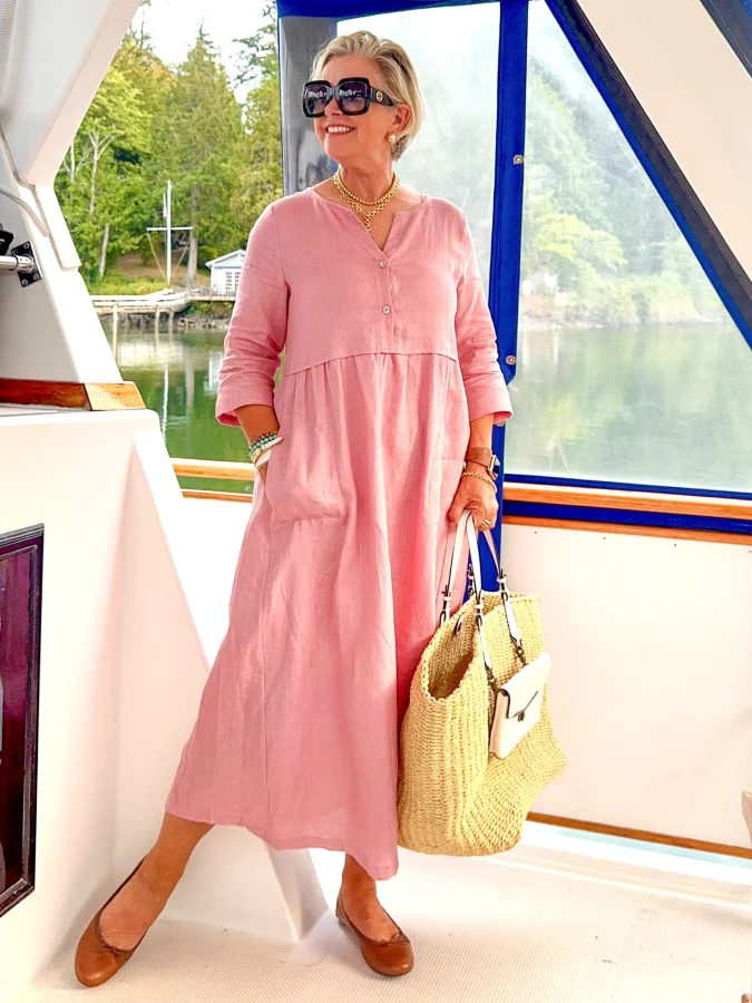 Effortless Pink Linen Maxi Dress
