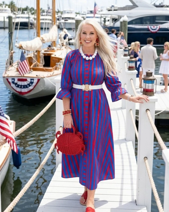 Nautical Stripe Midi & Crab Accent Bag