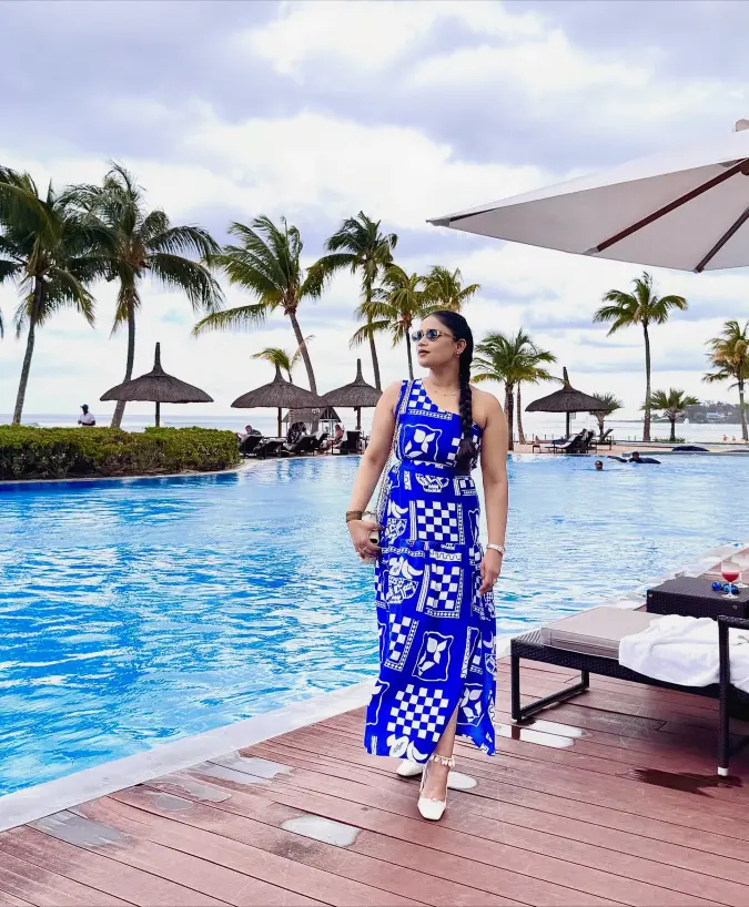 The Blue & White Geometric Maxi