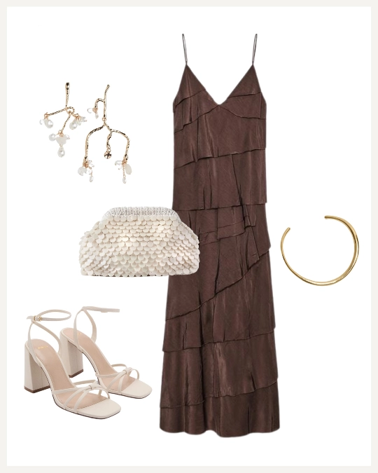 Chocolate Brown Tiered Slip Dress