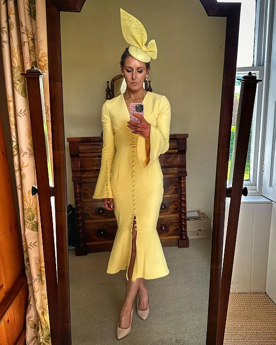 Canary Yellow Buttoned Midi Dress