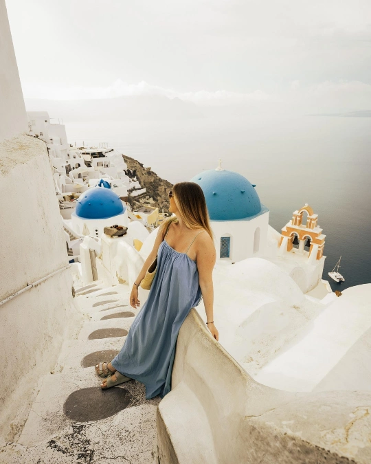 Soft Blue Maxi Dress With Sandals