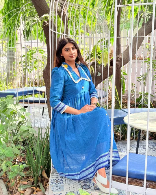 Royal Blue Embroidered Maxi Dress
