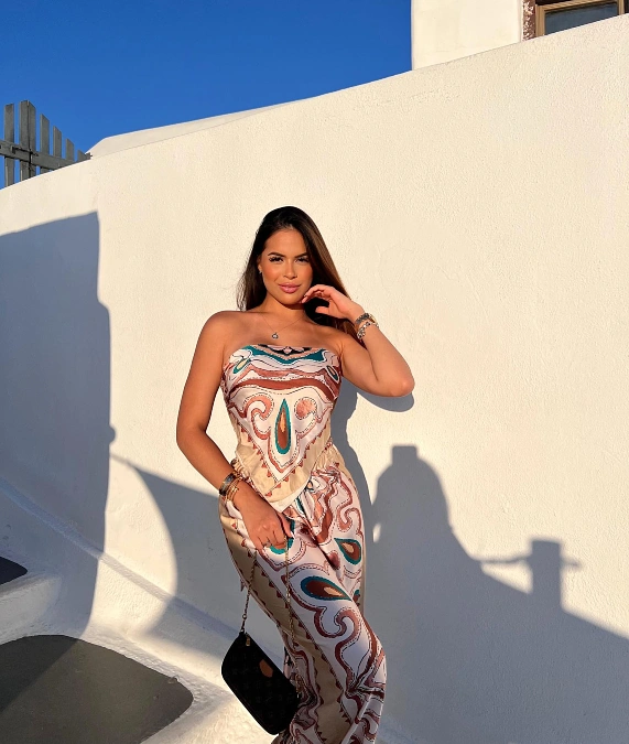  Strapless Printed Co Ord Set