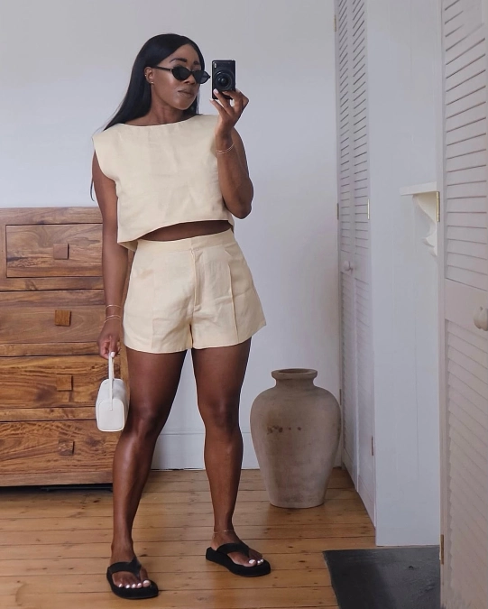 Minimal Beige Summer Co Ord Set With Clean Lines