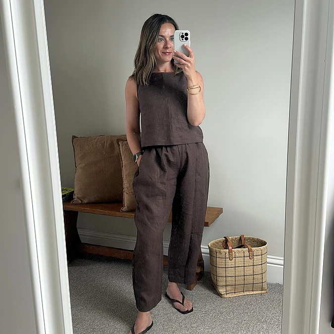 Chocolate Brown Linen Co Ord Summer Comfort Look