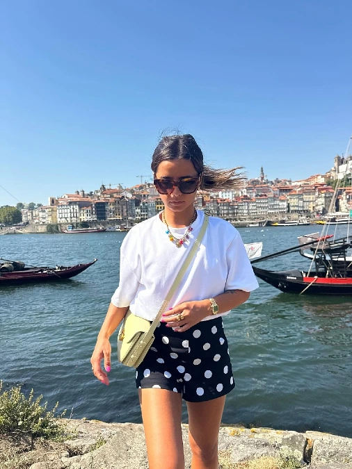 Polka Dot High Waisted Shorts and White Tee