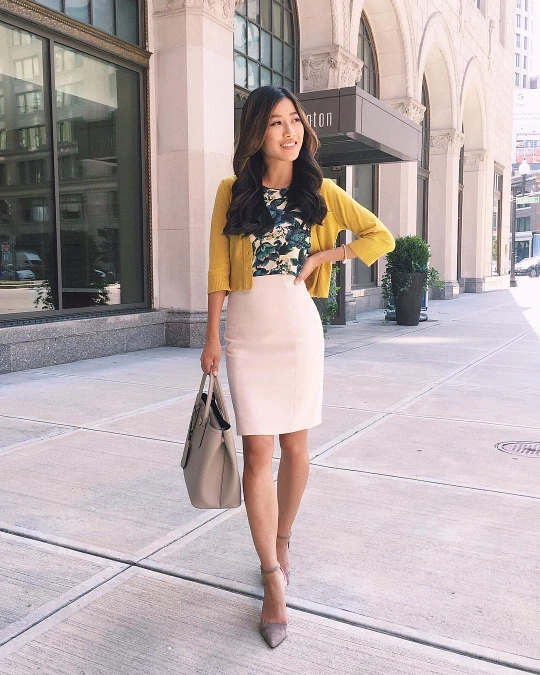 High Waisted Pencil Skirt and Cropped Cardigan
