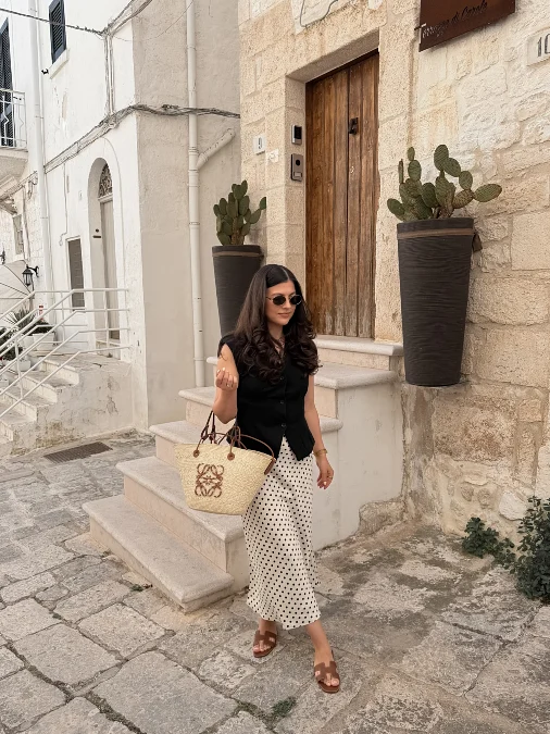 Polka Dot Midi Skirt Outfit