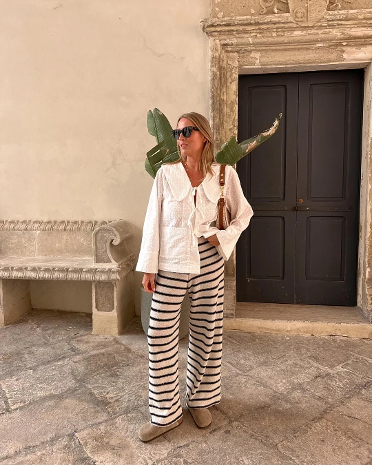Striped Wide Leg Comfort Outfit