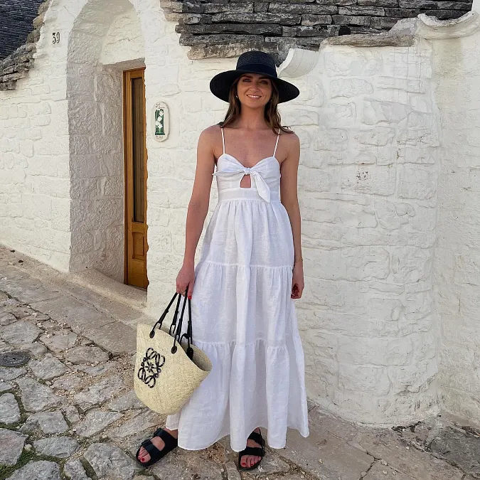 White Sundress and Wide Brim Hat Outfit
