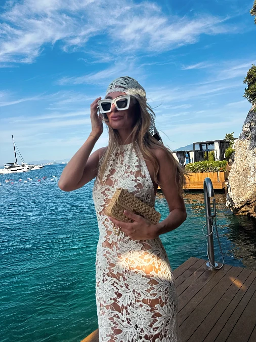 White Crochet Beach Dress Outfit