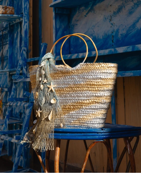 Metallic Woven Beach Basket