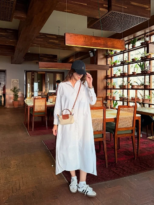 The Oversized Shirtdress with Sneakers