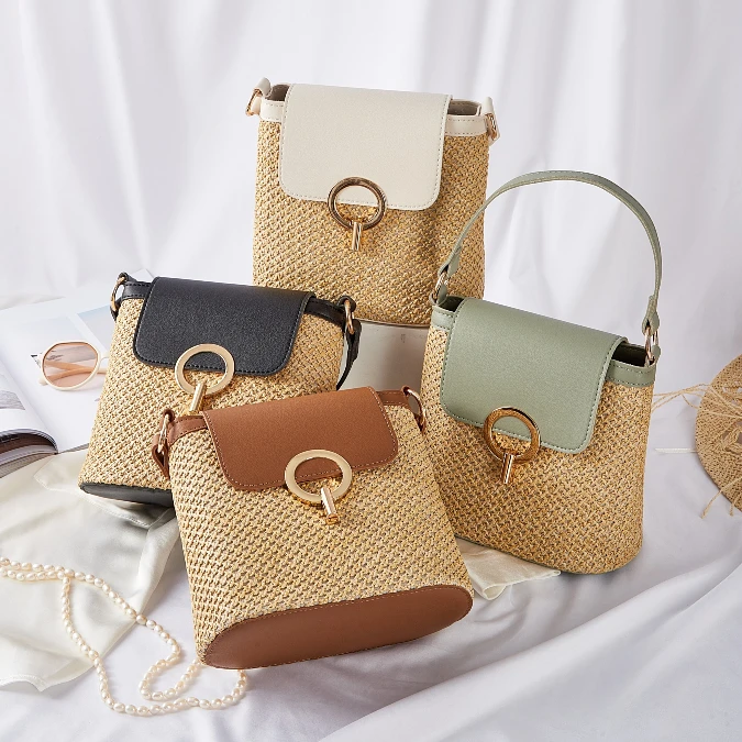 Structured Straw Crossbody Bags