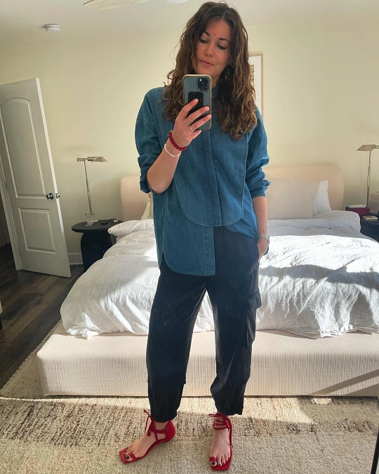 Soft Denim Shirt With Relaxed Cargo Pants