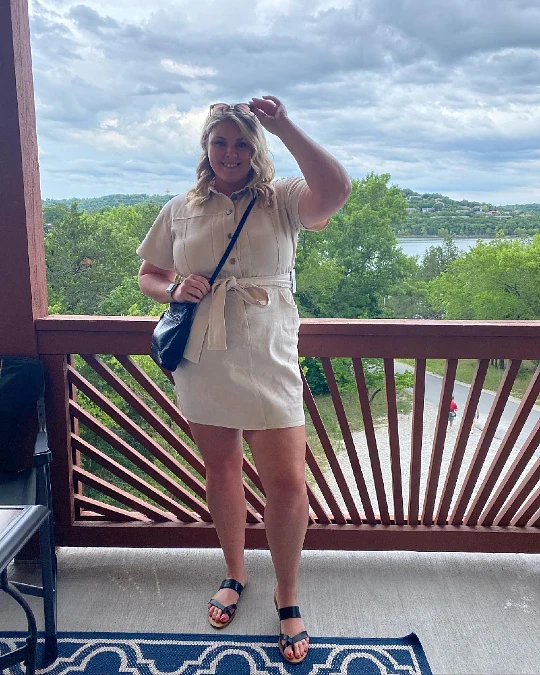 Beige Buttoned Utility Dress