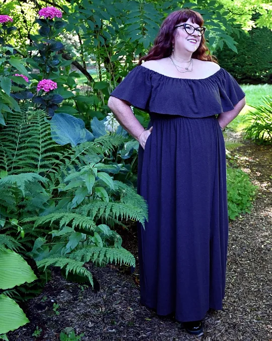 Dark Purple Off The Shoulder Maxi Dress