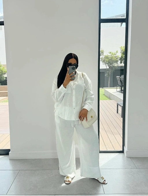 Pure White Linen Two Piece Set