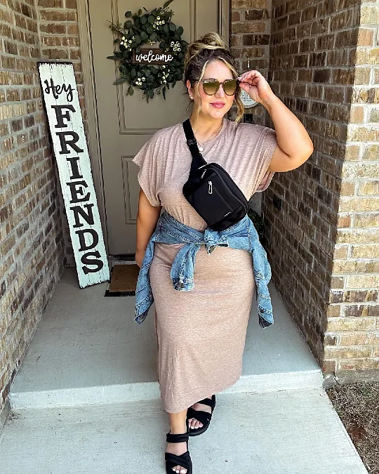 Neutral Midi Dresses And Denim Layers