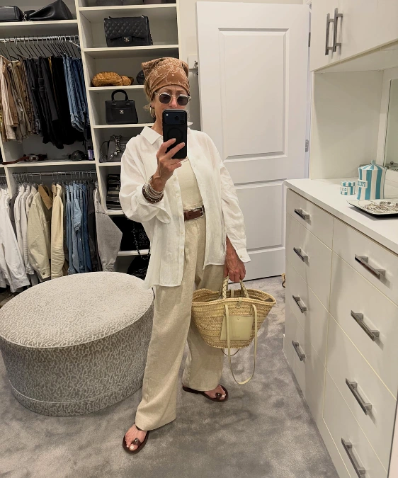 White Linen Shirt With Cream Trousers