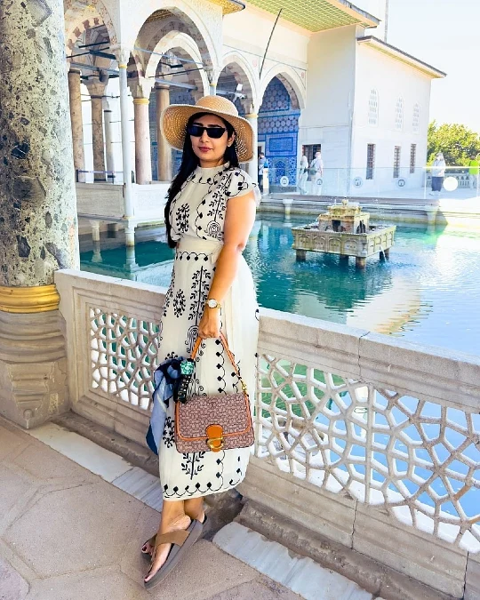 Monochrome Embroidered Maxi Dress with Woven Straw Accessories