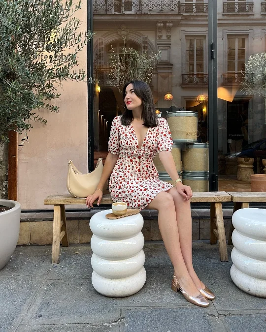 Floral Mini Dress and Metallic Slingbacks