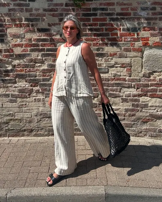 Pinstriped Linen Vest and Trousers