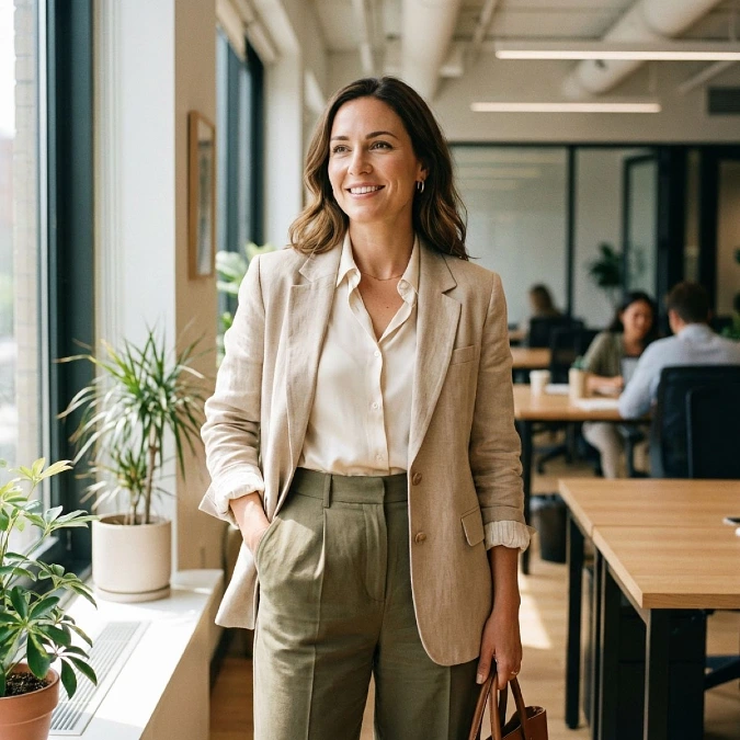 Linen Blazer and High Waisted Trousers
