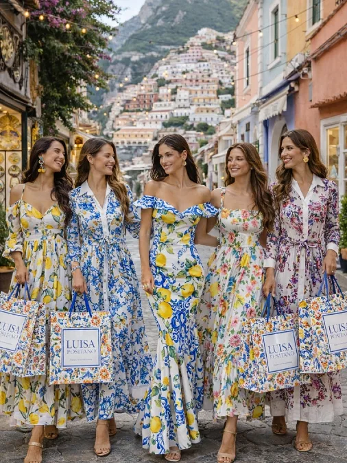 Mediterranean Lemon and Floral Print Maxi Dresses