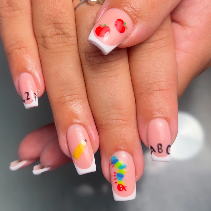 Classroom French Tip Nails