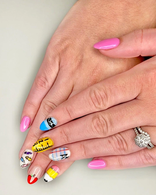 Colorful School Supply Nails
