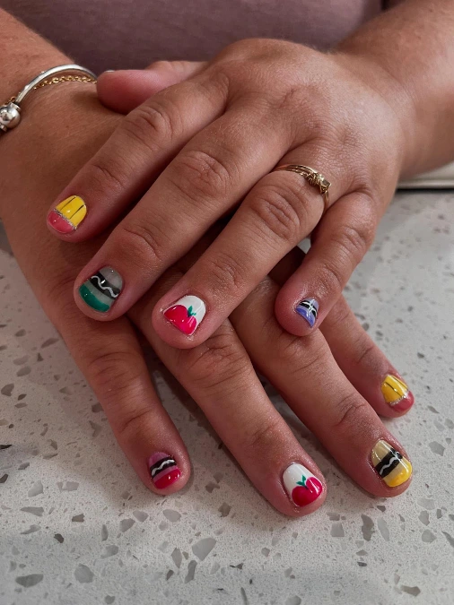 Short Apple and Pencil Nails