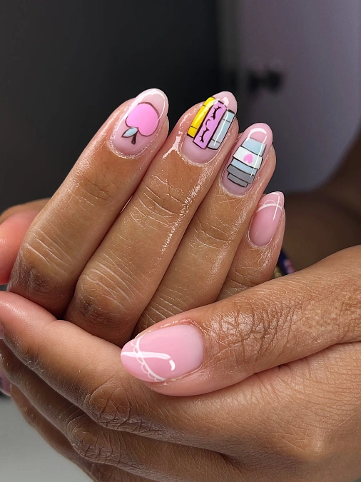 Pink Books and Backpack Nails