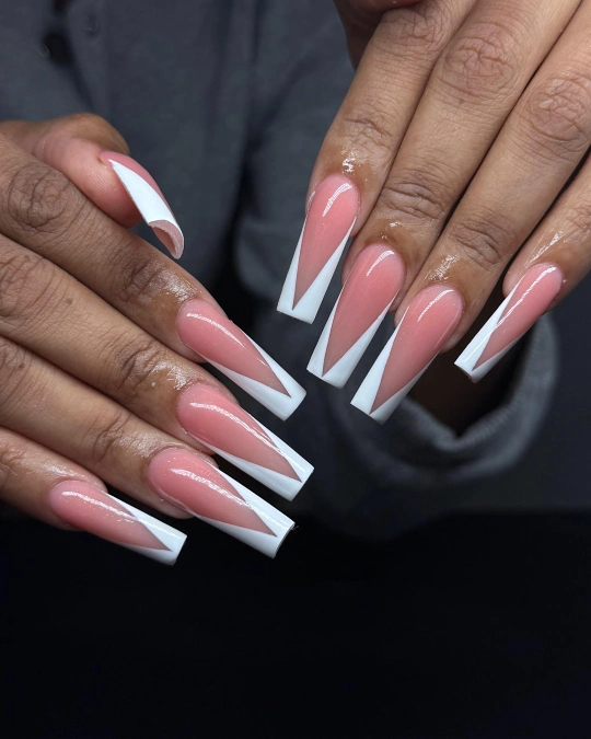 White V Tip Coffin Nails