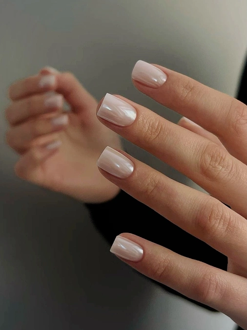Pearl White Square Nails