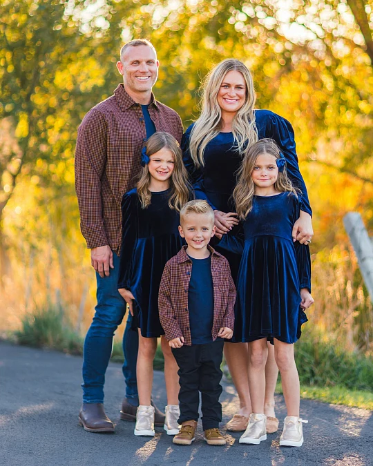 Navy Velvet With Rust Plaid Layers