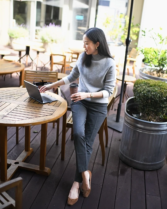 Grey Knit + Tailored Trousers